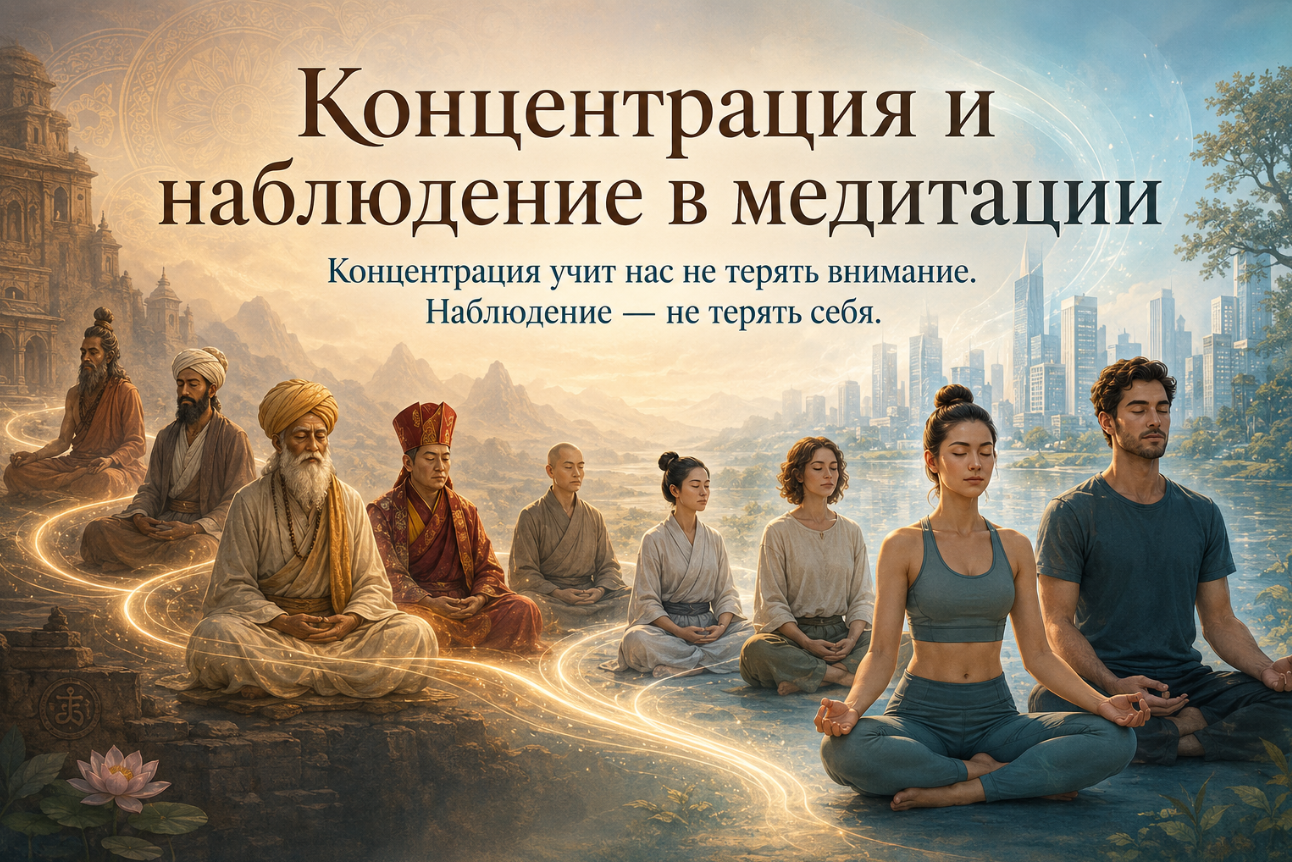 Концентрация и наблюдение в медитации: чем они отличаются и как связаны