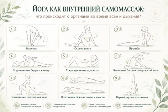 Йога как внутренний самомассаж: что происходит с органами во время асан и дыхания?