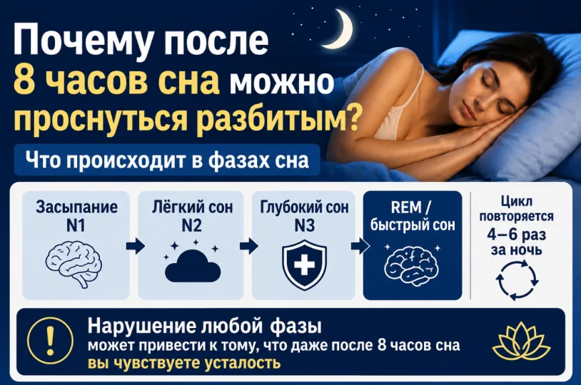 Почему после 8 часов сна можно проснуться разбитым: что происходит в фазах сна